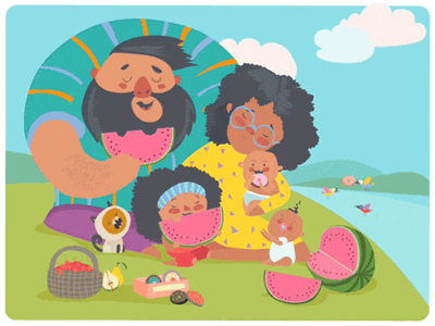 A family enjoying a picnic