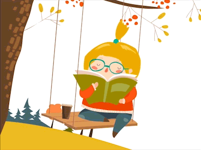 girl reading a book on a swing