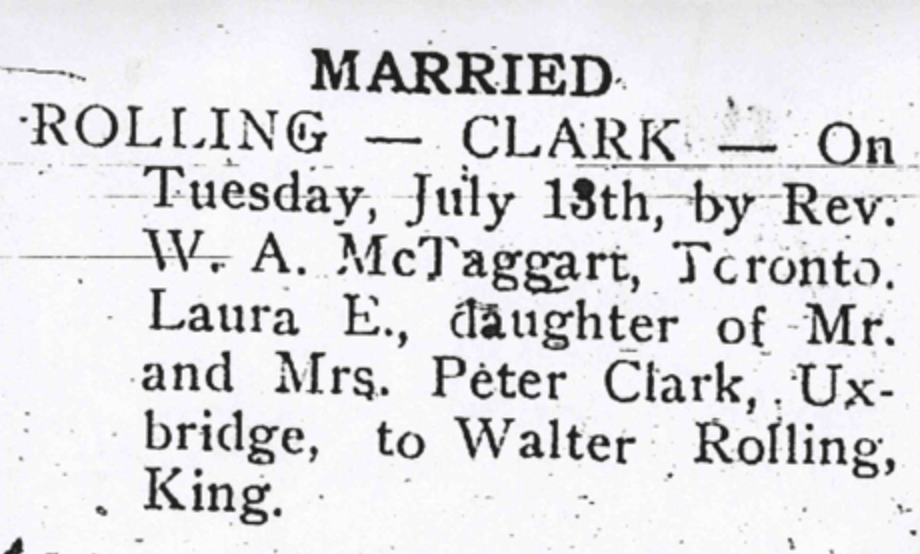 Walter and Laura's marriage announcement