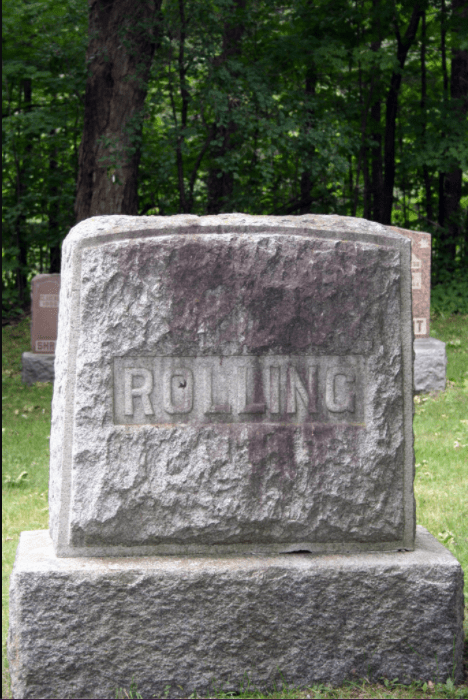 Water Rolling cemetery marker