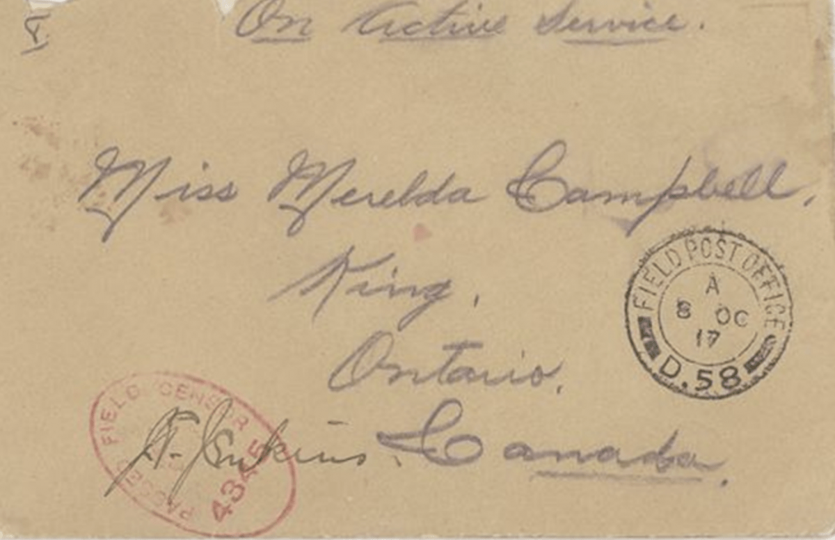 Sample of envelope with "On active service"