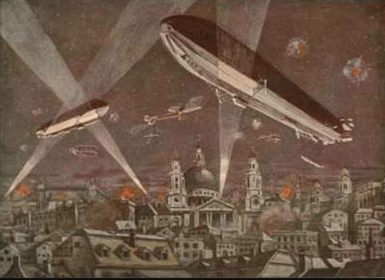 Postcard of Zeppelin's over London
